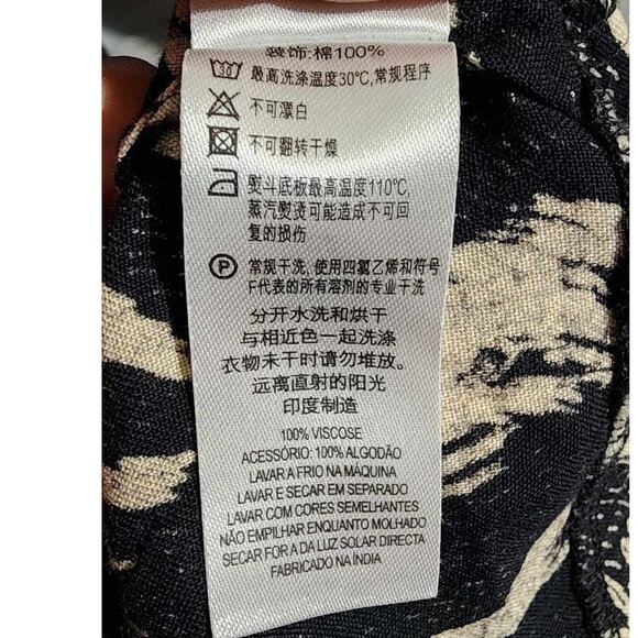 French Connection Printed Strapless Square Neck Dress Black Cream 2 - Picture 7 of 7